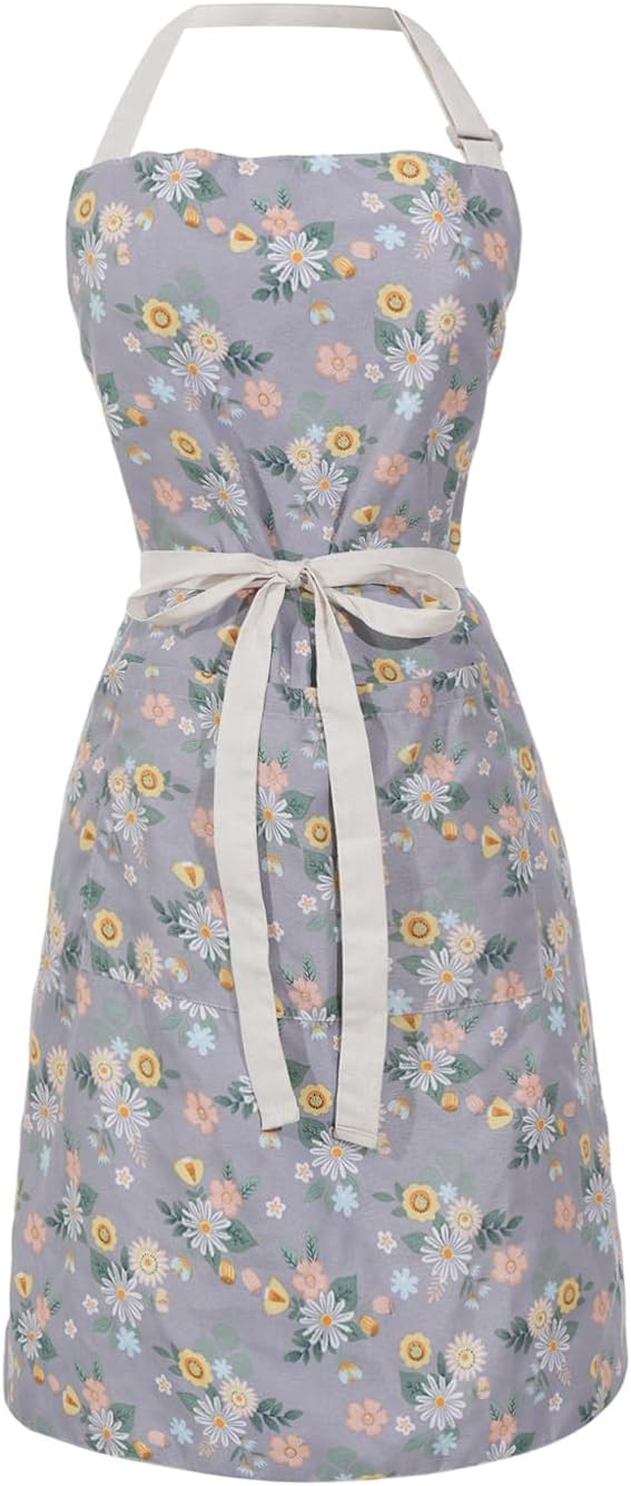 Aoomzoon Kitchen Aprons for Women with 2 Pockets,Double Sided Vintage Adjustable Apron for Gardening Cooking Arting Painting
