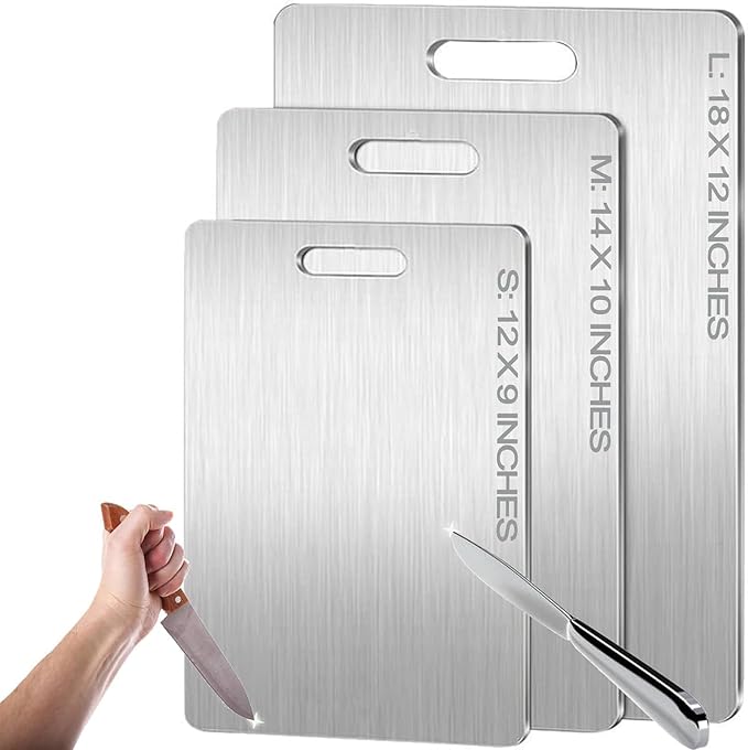 Titanium Cutting Board - 2026 New Upgrade 100% Pure Titanium Cutting Boards for Kitchen Double Sided Non Toxic Titanware Cutting Board,Hygiene Durable Dishwasher Safe Chopping Board (14"L x 10"W)
