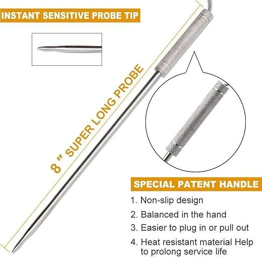 Meat Thermometer Probe Replacement Temperature Probe Compatible with Thermopro TP20, TP17, TP16, TP10,TP09, TP08, TP-08S, TP-07, TP06S, TP04, TP25, TP27, TP28, TP829, TP930