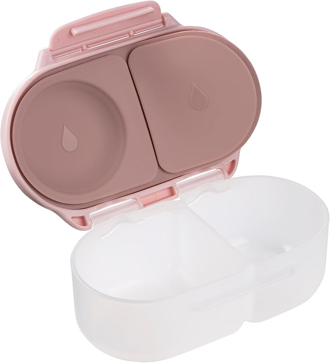 b.box Snack Box - Leakproof Mini Bento Box for Kids & Toddlers, 2 Compartment Snack Containers for Kids, Lunch Containers, Dishwasher Safe, BPA Free, PFAS Free, Ages 4m+, 1 3/4 Cup - Blush Crush