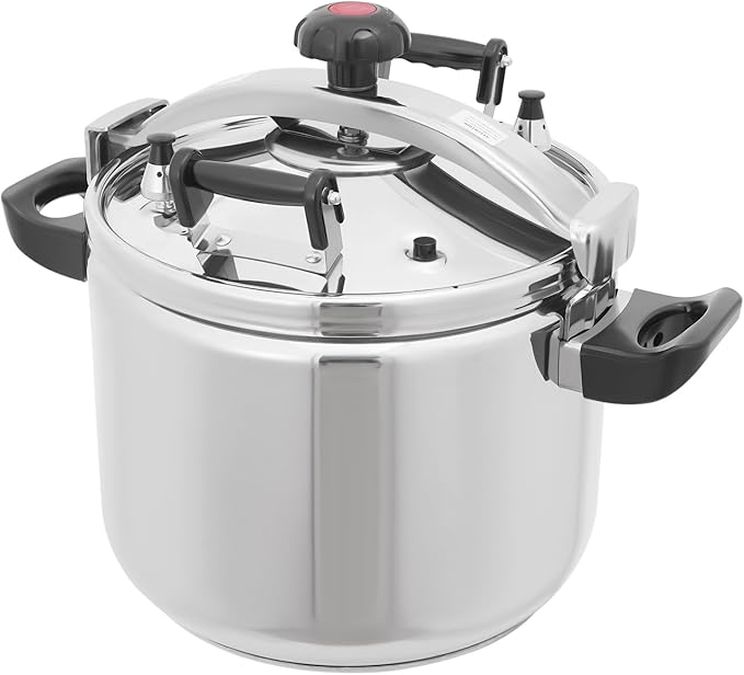 42.27 Qt Pressure Cooker, Stainless Steel Large Capacity Pressure Canner with Double Valves, Clamp On Type Commercial Pressure Stewing Pot for Hotels, Restaurants, Family (42.27 Qt)
