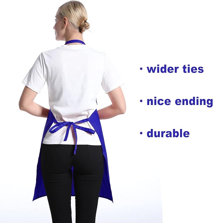 Total 15 PCS Dark Blue Bib Aprons Bulk for Women Men with 2 Front Pockets(Dark Blue-15pcs)