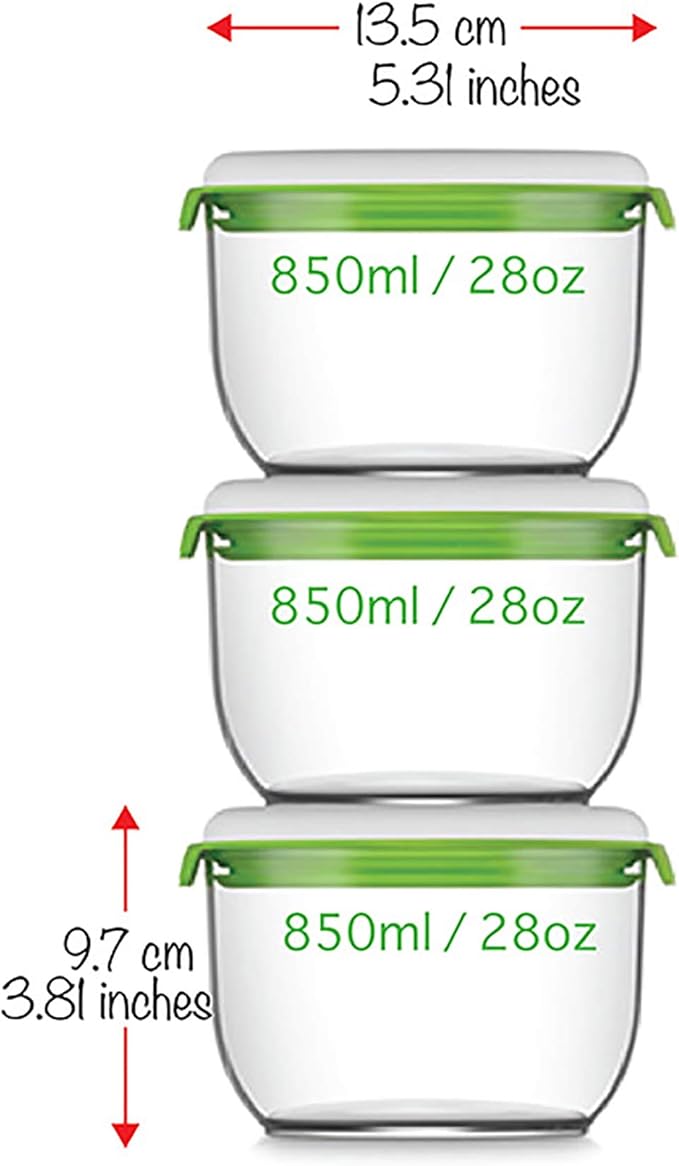 FOSA Food Containers for Vacuum Seal 3 Pack - 28oz Reusable Medium Vacuum Sealer Containers - Food Vacuum Sealer Set (Vacuum Pump Not Included)