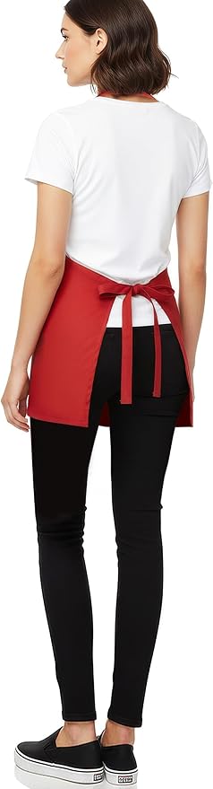 BOHARERS Kitchen Cooking Apron Unisex Adjustable chef apron with 3 pockets,1 Pack Red