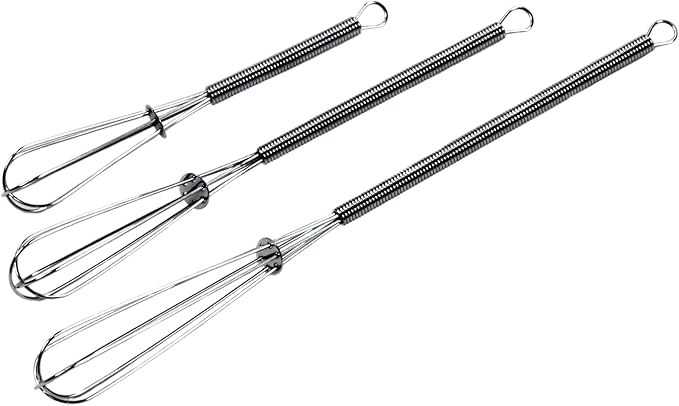 Chef Craft Classic Mini Sturdy Whisk, 5.5, 7, and 9 inch 3 piece set, Chrome