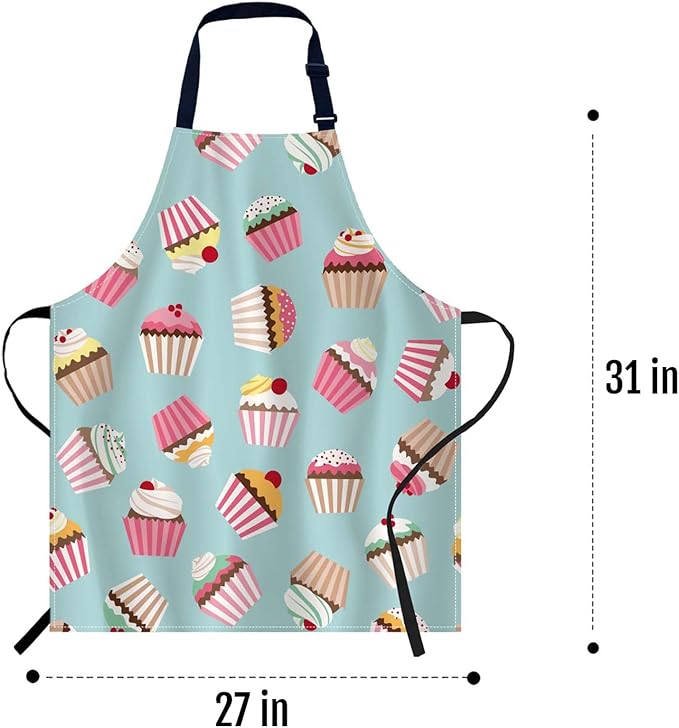 oFloral Cupcake Apron Unisex Adjustable Bib Apron Cooking Kitchen Chef Women Men Aprons for Home Kitchen, Restaurant,Coffee House,Shop,Garden
