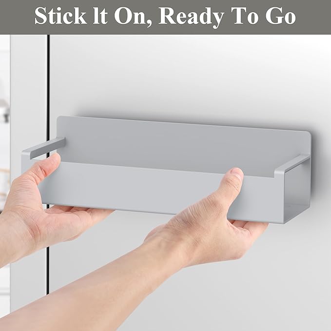 HuggieGems 6 Pack Magnetic Spice Rack Organizer for Refrigerator and Oven, Light Gray Fridge Organizers and Storage for Kitchen