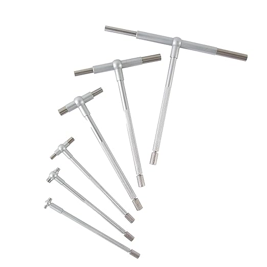 Beslands 6 Pc Telescoping Gage Set, T-Bore Hole Gauges, High Precision Telescopic Bore Gauge with a Portable Case(Range 5/16" - 6")