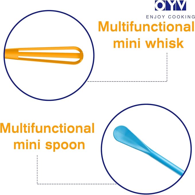 OYV Colorful Mini Whisk, Mini Spoon, Multifunctional Small Whisks for Cooking, Tiny Whisk 7 Pieces, Mini Small Wisk, for Blending, Whisking, Beating Ingredients, Mixing Sauces