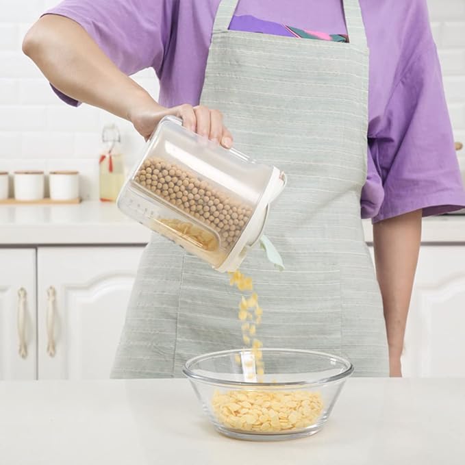 Airtight Kitchen Food Storage Container, Leak-Proof BPA Free Plastic Plastic Dry Cereal Dispensers Containers with Durable Lids for Flour, Sugar, Rice (1500ml-3 Grid)