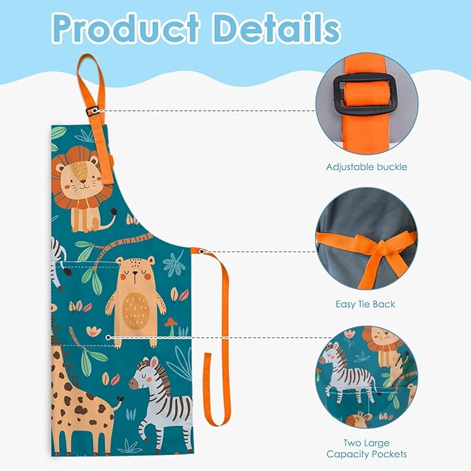 SANDJEST Kids Apron with Chefs Hat Set, Kitchen Apron Gifts