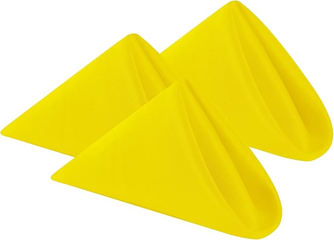 Cloth Napkins 17x17 inch Washable Polyester Dinner Napkins Soft Table Napkins for Wedding Party Dining Banquet(Yellow,25PCS)