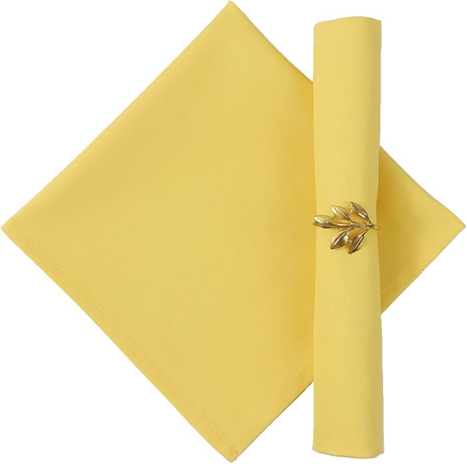 Yellow Cloth Napkins 100% Cotton Set of 12, 18 x18 inch, Summer Cloth Napkins for Table Decor for Dinner, Soft Comfortable and Reusable (Jasmine Yellow)