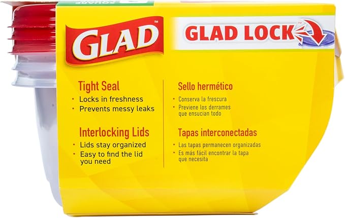 Glad GladWare Holiday Food Storage Containers with Reversible Gift Tags, Large Square BPA Free Plastic for Holiday Cookies and Gifting, Microwave Freezer Dishwasher Safe, 42 Oz, 3 Count