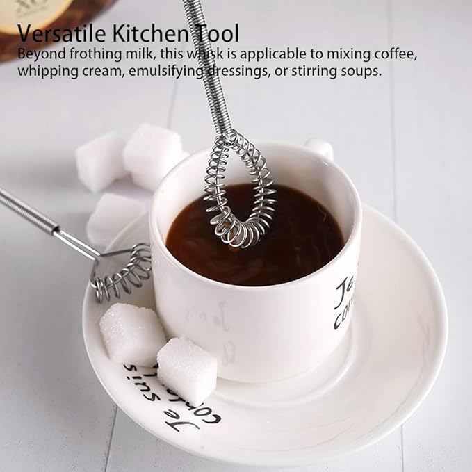 Stainless Steel Mini Whisk Set of 2, Small Wire Hand Whisks, Kitchen Cookware for Cooking, Whisking, Blending, Beating, 6.5inch