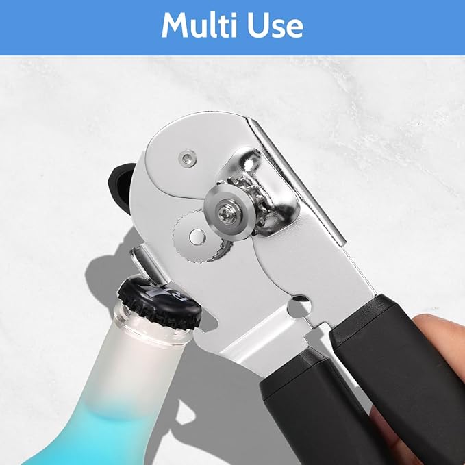 Sopito Can Opener Manual Magnetic Can Openers for Seniors Heavy Duty with Sharp Stainless Steel Blade, Black