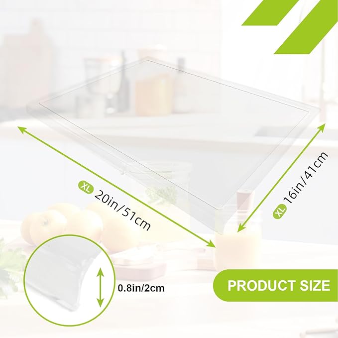 Acrylic Cutting Board with Juice Groove, Clear Cutting Board with Counter Lip, Cutting Boards for Countertop Protector, Non-Slip Dough Mat, Kitchen Decor Gadgets House Warming Gifts(20"x16")
