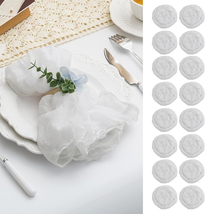 100 Pack White Cheesecloth Napkins Washable 21x21 Inches White Cloth Napkins Set of 100 Dinner Table Napkins for Wedding Cotton Gauze Bridal Baby Shower Rustic Boho Summer Party Table Decor