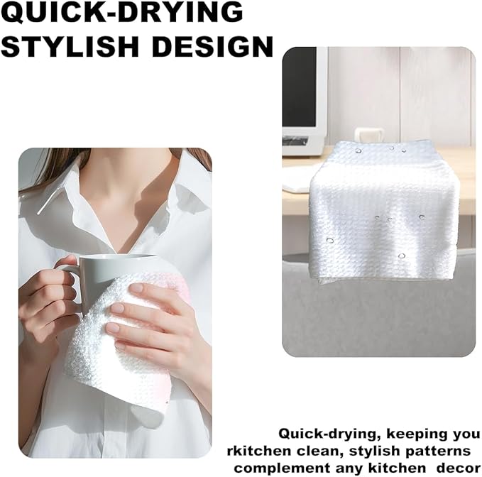 Jztco 2 Pcs Cute Cat Kitchen Towels, Cats Gifts Reusable Hand Tea Towel, Microfiber Dish Cloths for Drying Dishes, Waffle Dish Towels for Kitchen Home Bathroom Decor, Cat Lover Gifts for Women Mom