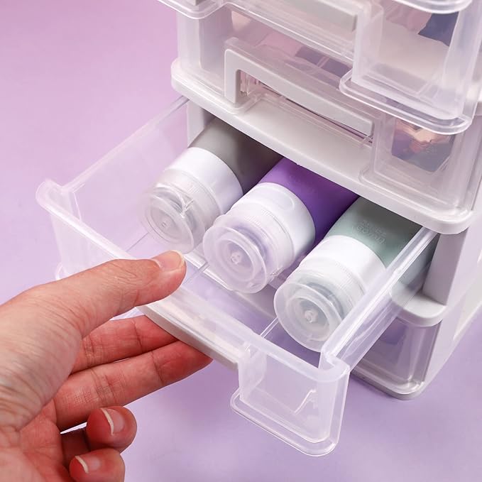 Cabilock 5-Drawer Plastic Storage Cabinet Clear Desktop Organizer Portable Office Storage Case for Craft Supplies and Stationery