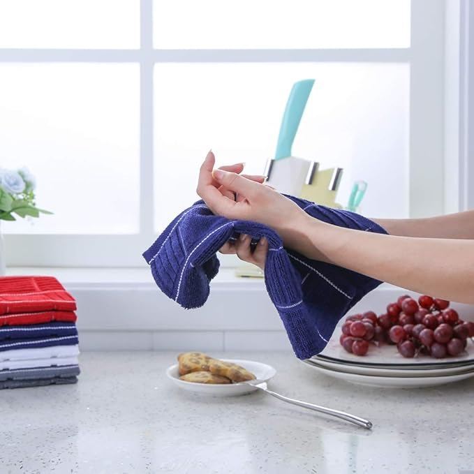 Glynniss Dish Cloths for Kitchen Washing Dishes, Super Absorbent Dish Rags, Cotton Terry Cleaning Cloths Pack of 8 (Pink, 12x12 inches)