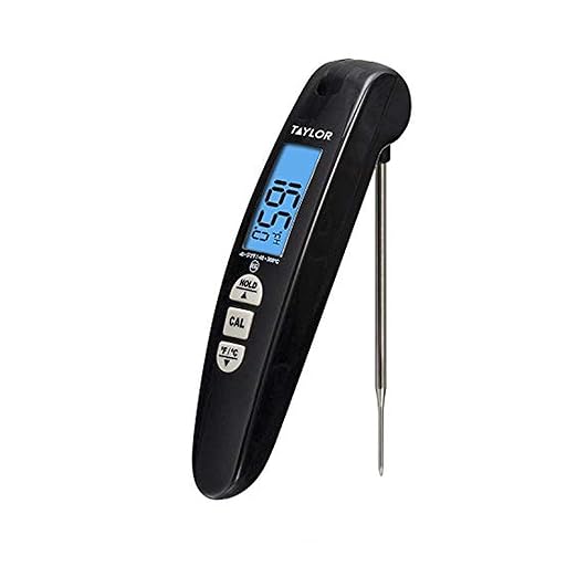 Taylor Digital Turbo Instant Read Thermocouple Meat Food Grill BBQ Cooking Kitchen Thermometer, Folding Probe, Black