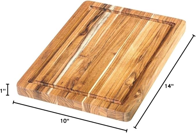 Teakhaus Cutting Board - Small (S) Wood Cutting Board with Juice Groove (14”L x 10”W) Holiday Gift Ideas for Men and Women - Gift-Ready, Thin, Lightweight, Reversible, Knife Friendly - FSC Certified