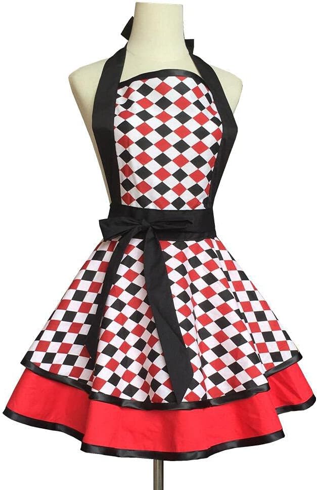 Hyzrz Lovely Handmade Cotton Retro Aprons for Women Girls Cake Kitchen Cook Apron for Mother's Gift (Multicolor)