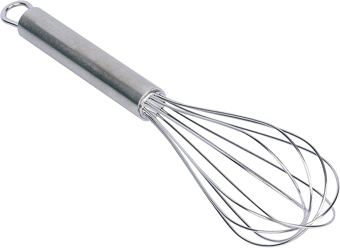 Restaurantware 9 in Stainless Steel Wire Whisk - German Standard Kitchen Balloon Whisk with Ergonomic Handle, Dishwasher Safe - Durable French Whisk for Cooking, Mixing Thick Batter and Sauce