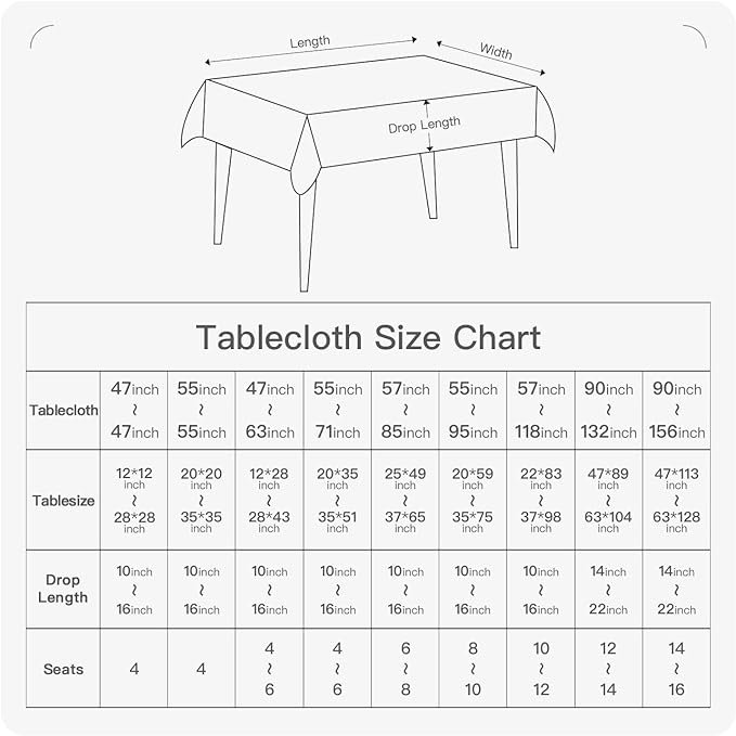 BALCONY & FALCON Rectangle Tablecloth Washable Wrinkle Resistant and Water Proof Table Cloth Decorative Linen Fabric Tablecloths for Dining Parties Kitchen Wedding and Outdoor Use (Lake Blue, 55x95)