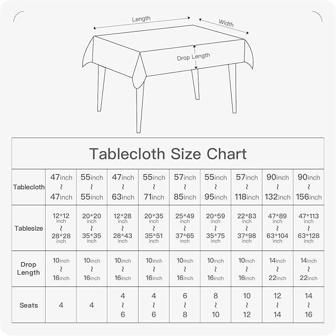 BALCONY & FALCON Rectangle Tablecloth Washable Wrinkle Resistant and Water Proof Table Cloth Decorative Linen Fabric Tablecloths for Dining Parties Kitchen Wedding and Outdoor Use (White, 55x95)