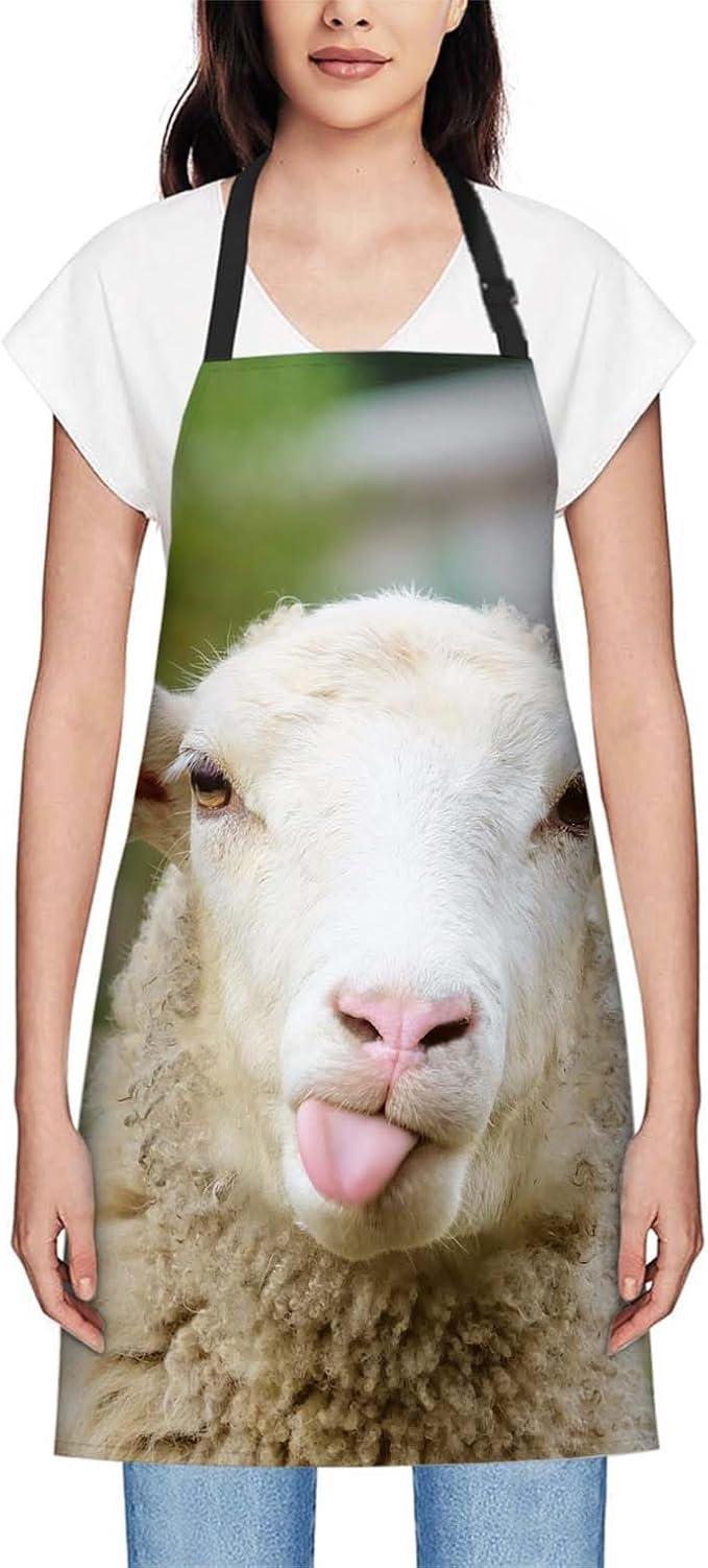 oFloral Funny Sheep Apron Unisex Adjustable Bib Apron Cooking Kitchen Chef Women Men Aprons for Home Kitchen, Restaurant,Coffee House,Shop,Garden