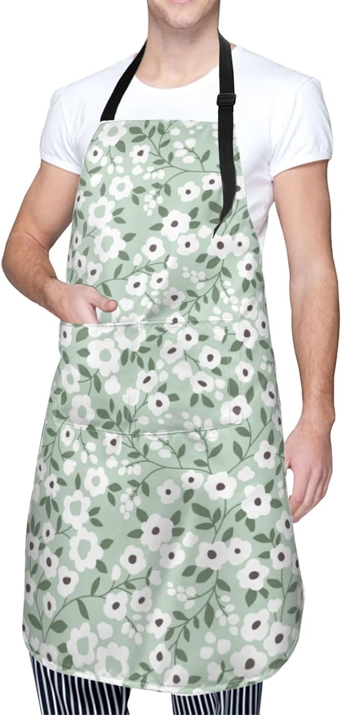 Perinsto Waterproof Apron With 2 Pockets Kitchen Chef Aprons Bibs For Cooking Baking Painting Gardening Grooming