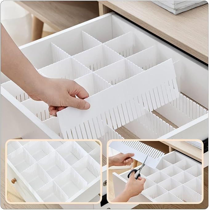Cabilock 10pcs Multipurpose Drawer Dividers Organizers for Home Closet Kitchen and Bedroom Space-saving Partition Boards for Socks Underwear and Accessories