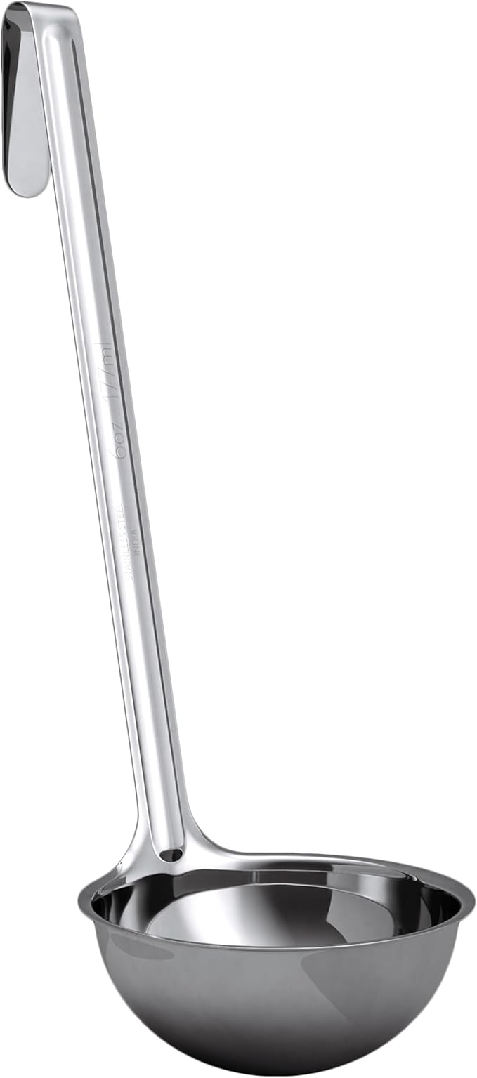 Super Sturdy, Ergonomic 6 Oz. Soup Ladle 1 Pk. Stainless Steel Ladles with Long Handles. Best Kitchen Accessories for Stirring, Portioning and Serving Soups, Chili and Stew in Restaurants and at Home