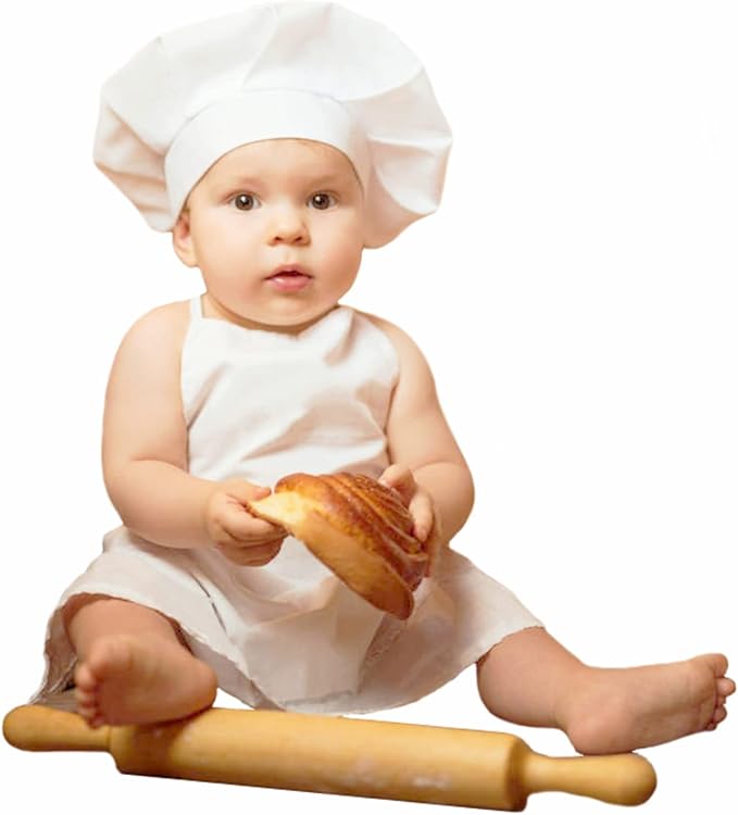 KHC-KHF Newborn Photography Prop Baby Chef Outfits Chef Hat Apron Set Infant Chef Costume Toddler Cosplay Costume Boy Girl