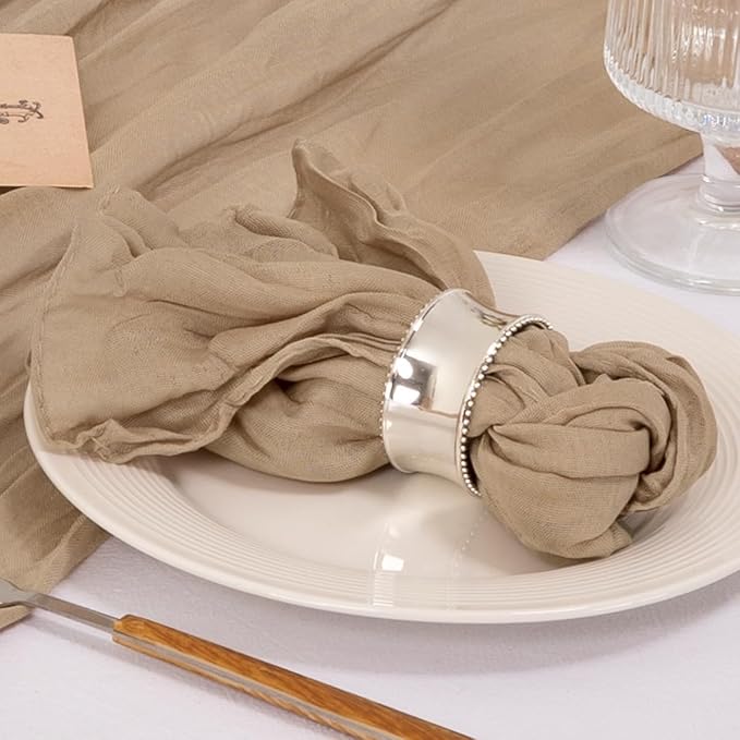 MLMC 24 Pack Nude Cheesecloth Napkins Boho Rustic Gauze Cloth Napkins Washable 21"x21" for Wedding Bridal Shower Birthday Anniversary Dinner Decor