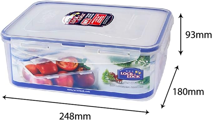 LOCK & LOCK Easy Essentials Food Storage lids/Airtight containers, BPA Free, Rectangle-88 oz-for Rice, Clear