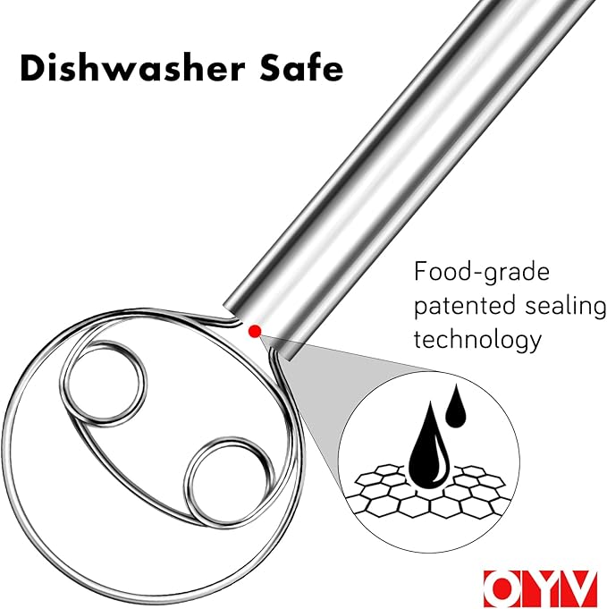 OYV 304 stainless steel dough whisk, Dishwasher Safe Danish Dough Whisk, Dutch Bread Whisk for Sourdough, Pizza, Pastry, Cake Batter, 12-inch sourdough tools