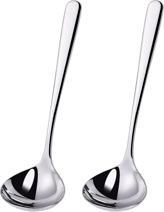 2 oz. Soup Ladles SUS304 Stainless Steel Gravy Ladle for Serving,9.5 Inch Sauce Ladel Spoon(Silver)(Set of 2)