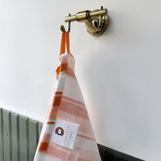 THE COVERS Premium 100% Cotton Kitchen Towels in Warm Apricot Spice Colors | Set of 6 Lavishly Large Towels (20.5”x30.5”) | Handy Hanging Loop for Drying | Arrives Gift-Ready, with a Signature Tote