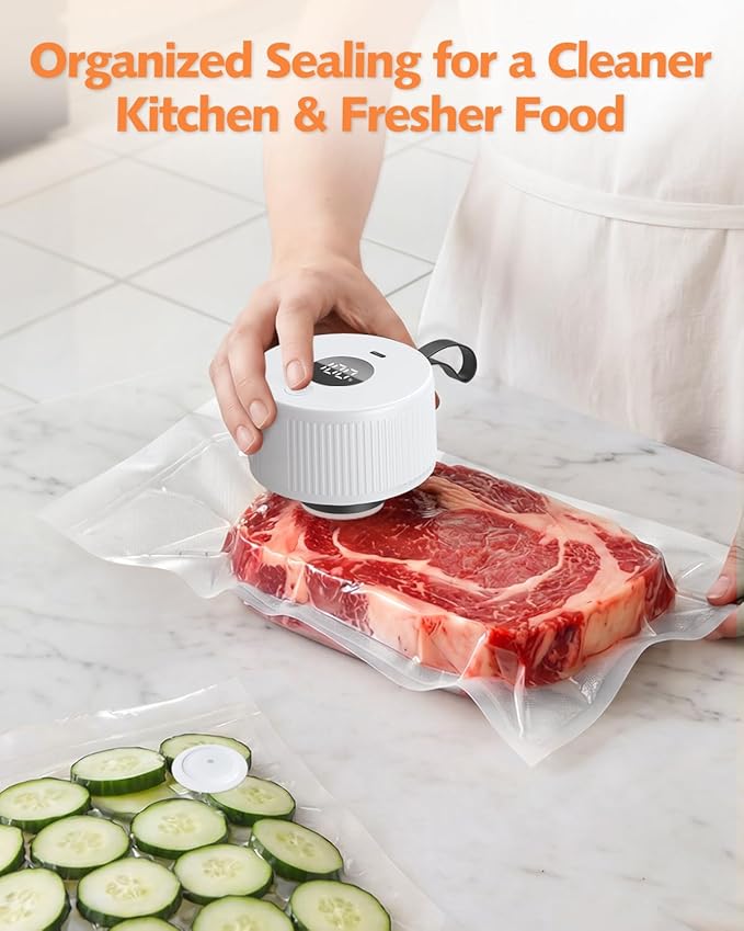 Electric Mason Jar Vacuum Sealer, [2026 Upgraded] One-Piece Handheld Vacuum Sealer Kit for Wide & Regular Mouth Jars, Portable Cordless Sealer for Food Storage, Homesteading & Meal Prep