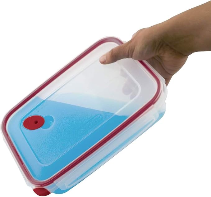 Sterilite Ultra-Seal 16 Cup Rectangle, Airtight Food Storage Container, Latching Lid, Microwave and Dishwasher Safe, Clear With Blue Gasket, 1-Pack