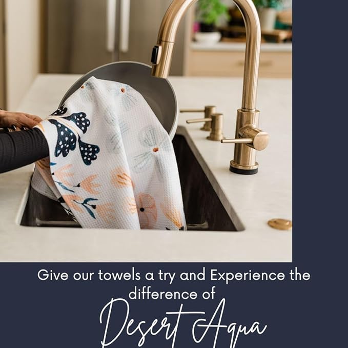 || 3 Pack|| Double Sided Dish Towels || Waffle Weave Microfiber || Highly Absorbent || Hanging Loop || Dish Cloths || Modern || Designer Prints || Lights (Pewter)