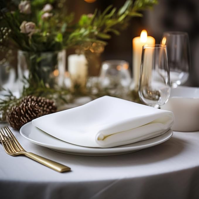 COTTON CRAFT White Dinner Napkins - Set of 24 Classic Twill Pure Cotton Soft Cloth Napkins - Durable Washable Reusable Napkin - Everyday Table Napkin - Restaurant Wedding Party Gift - 17 x 17 inches