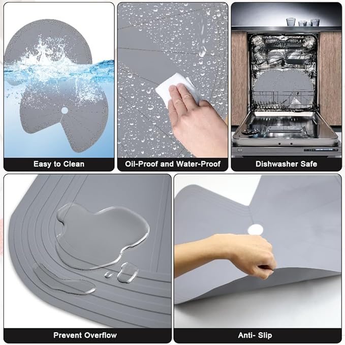 2 PCS 26" Lazy Susan Shelf Liner, Jaxbo Silicone Lazy Susan Liner for Dual Tier Pie Cut Organizer,Non-Slip Thermal Protection Mat