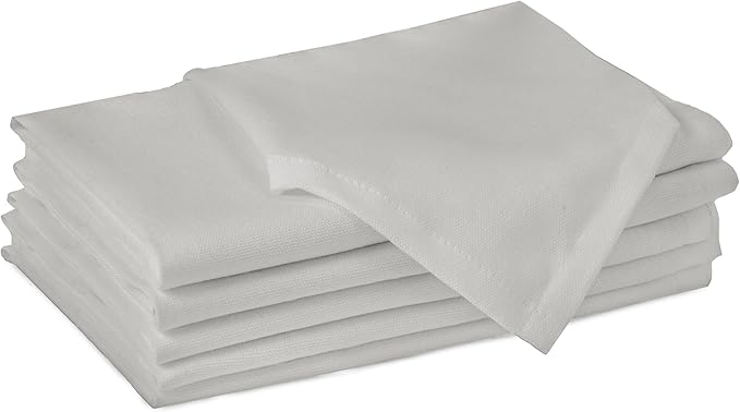 Encasa XO Light Grey Cloth Napkins Set of 6, 17"x17" | Solid Color Cotton Dinner Napkins | Washable & Reusable Wedding Napkins for Holiday Dinners, Party, & Everyday Table Decor