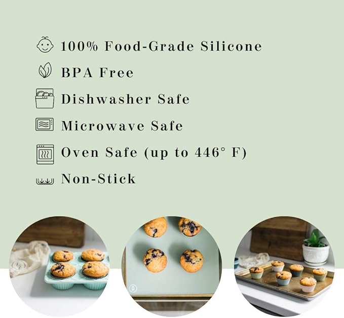 The Silicone Kitchen Reusable Silicone Baking Cups Gift Set Bundle, 24 Regular, 12 Jumbo, 24 Mini, Blue, Green, White