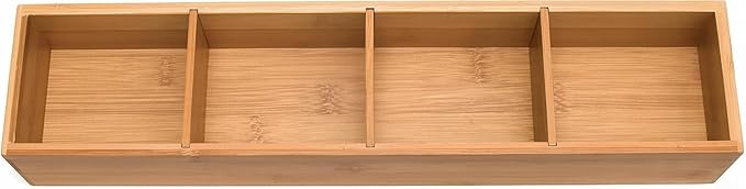 Lipper International Bamboo Drawer Organizer with 3 Removable Dividers, Brown