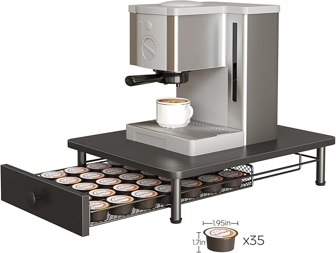 YATINEY Coffee Pod Drawer Holder, Coffee Pod Drawer for K Cup, 35 Capacity Coffee Capsules Storage Organizer, Sliding Mesh Basket, for Home Office, Kitchen, Black KH08BK